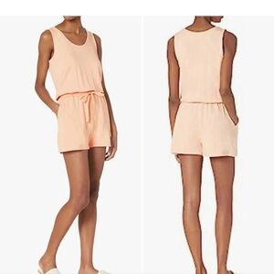 Anthropologie Daily Ritual Super-soft Terry Peach Scoop-neck Romper Medium